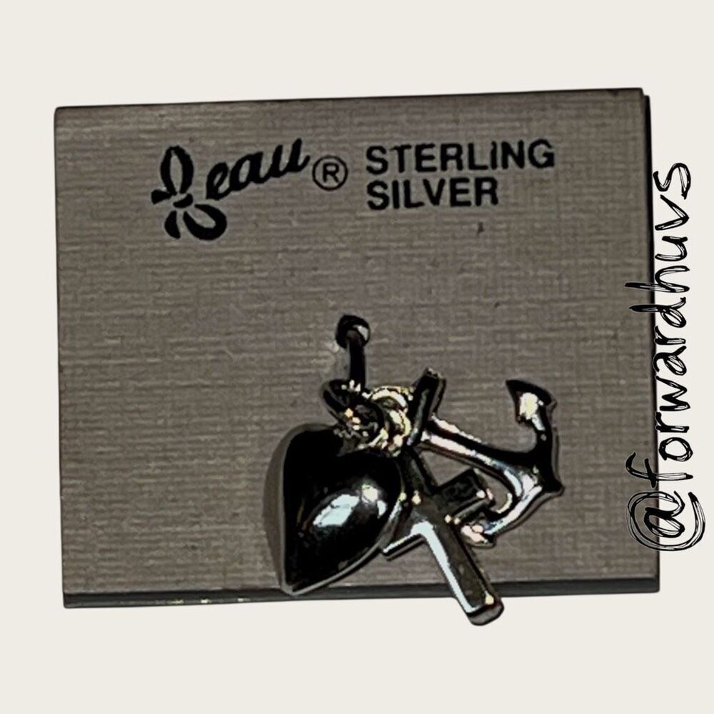 NOS Beau Sterling Silver Charm – Faith Hope Love – Original Cardboard